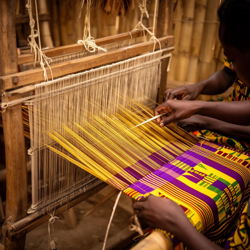 Ghanaian weaver at the loom